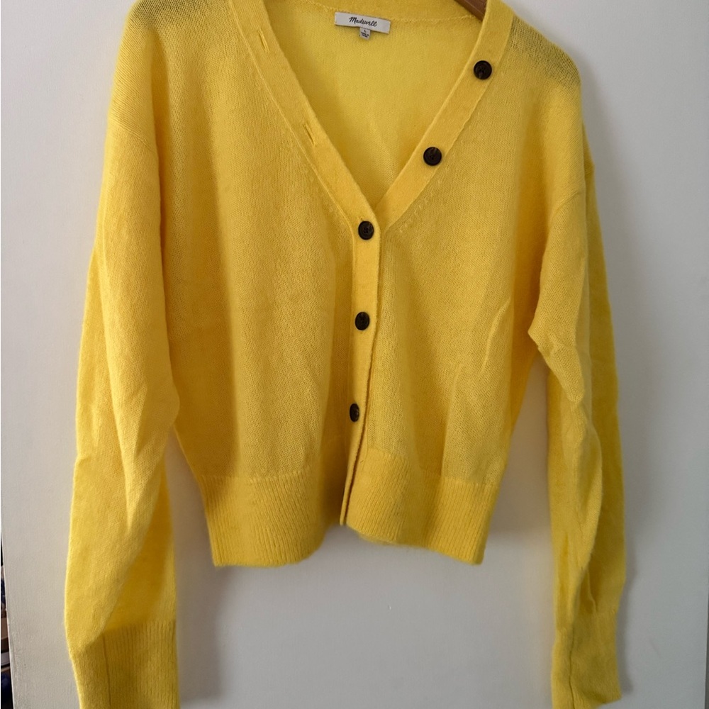 Madewell Bright Yellow V-Neck Cardigan